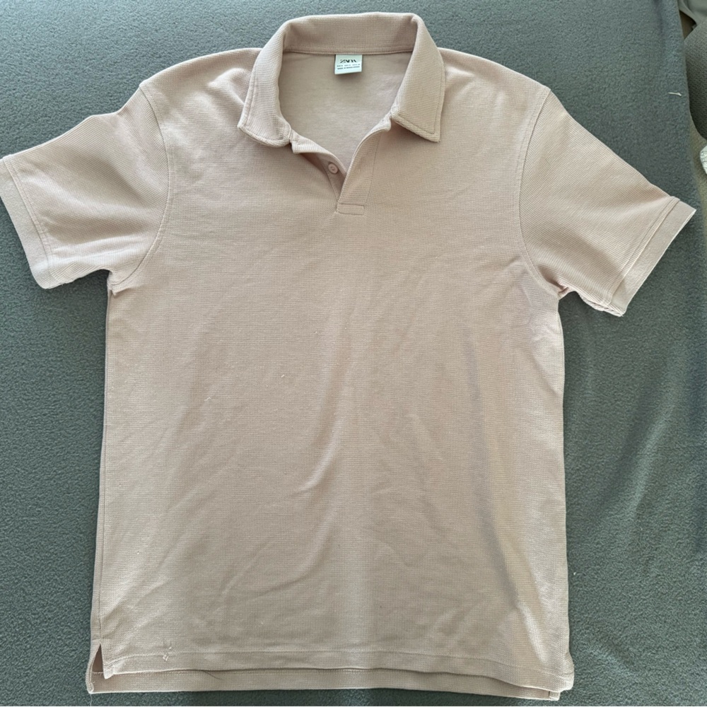 ZARA texture polo dusty pink size small